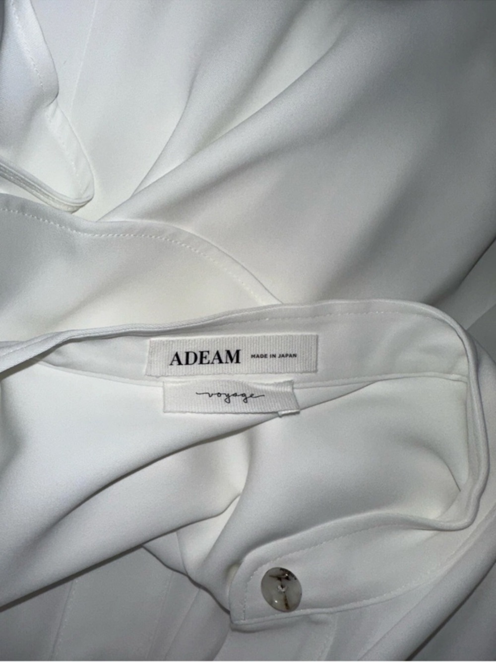 ADEAM Intermix Voyage Designer White Long Slv Ruffle Button Front Blouse Top M - Picture 8 of 8